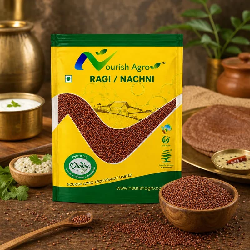 Nourish Agro ragi (nachni) with the whole grain in a bowl