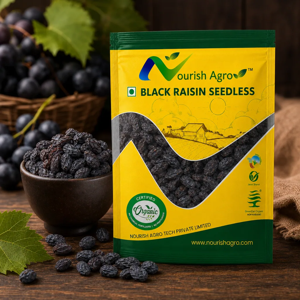 Black Raisins (Seedless) - organic dry fruits from Nourish Agro