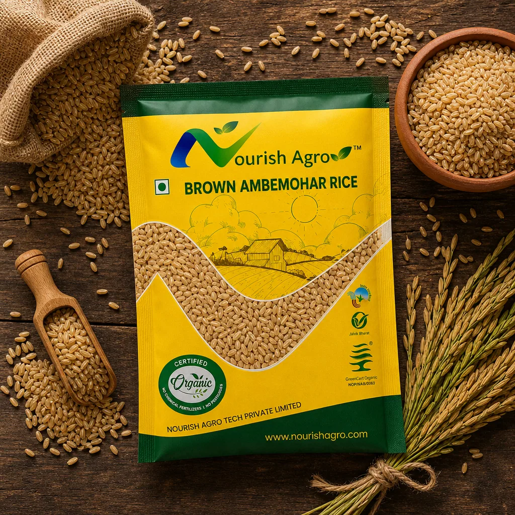 Brown Ambemohor Rice - organic rice from Nourish Agro