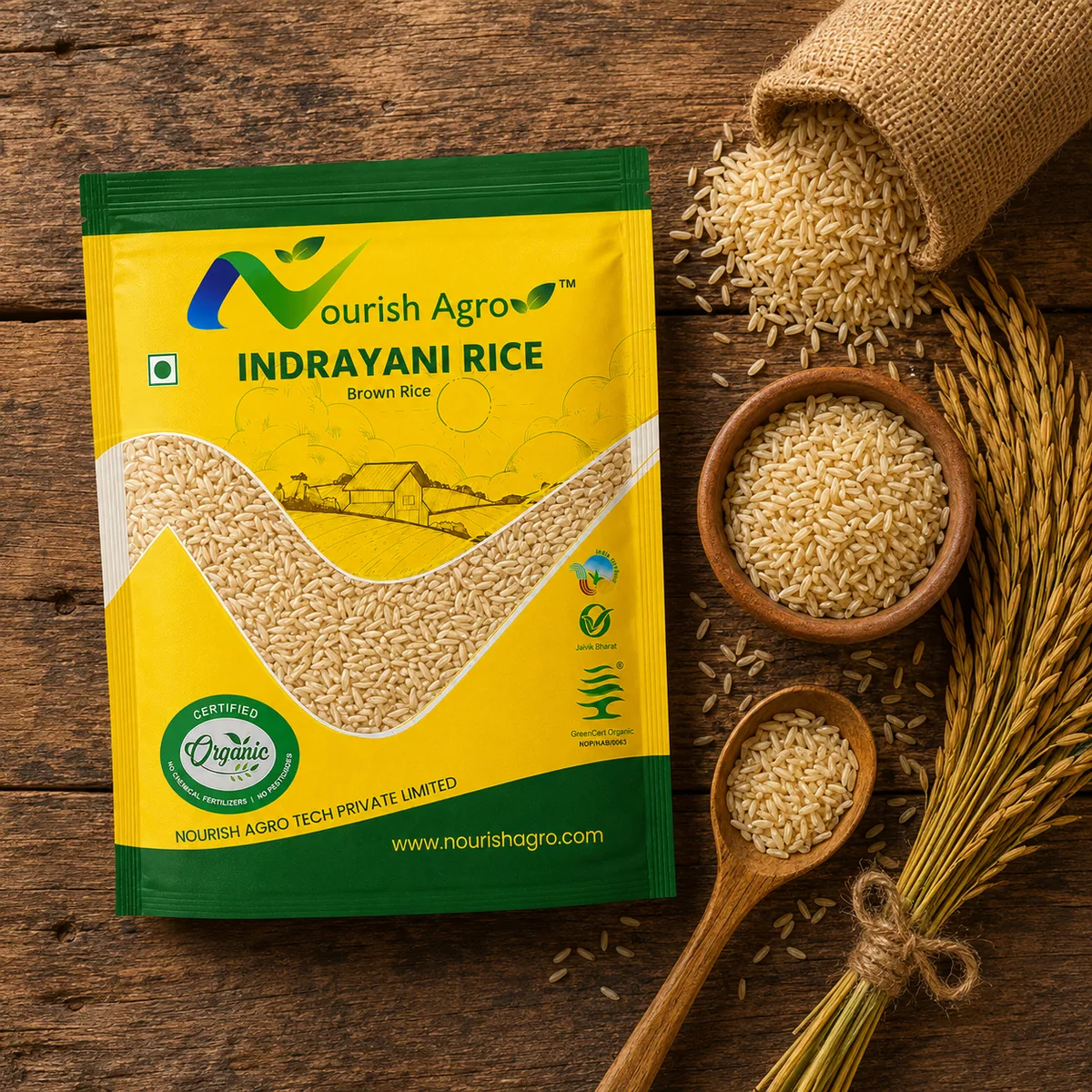 Brown Indrayani Rice - organic rice from Nourish Agro