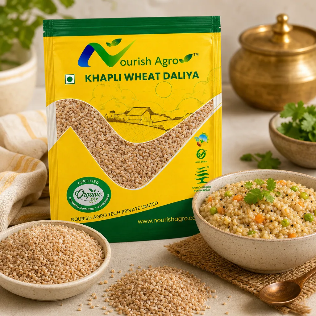 Khapli Wheat Daliya - organic snacks & batters from Nourish Agro