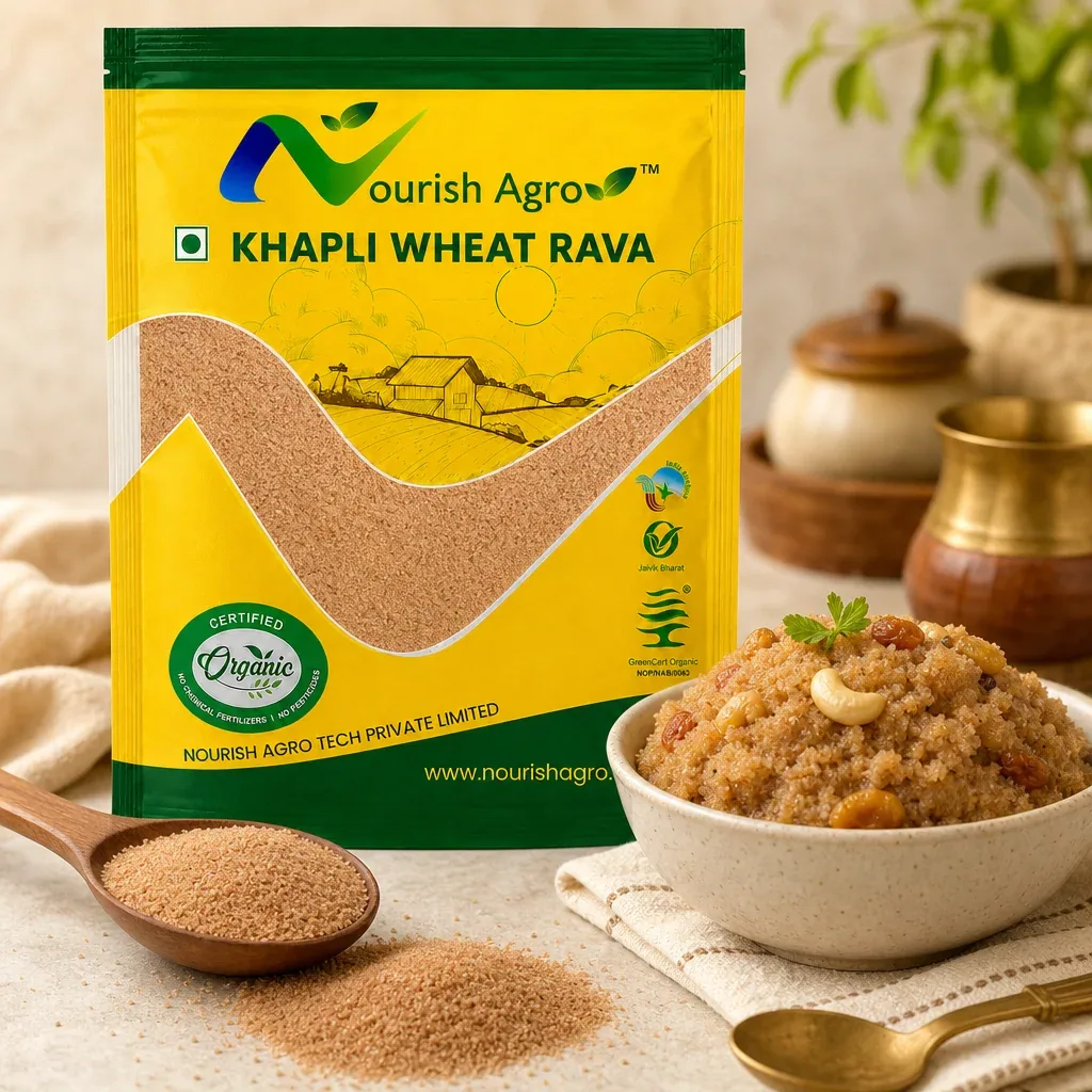 Khapli Wheat Rava - organic snacks & batters from Nourish Agro