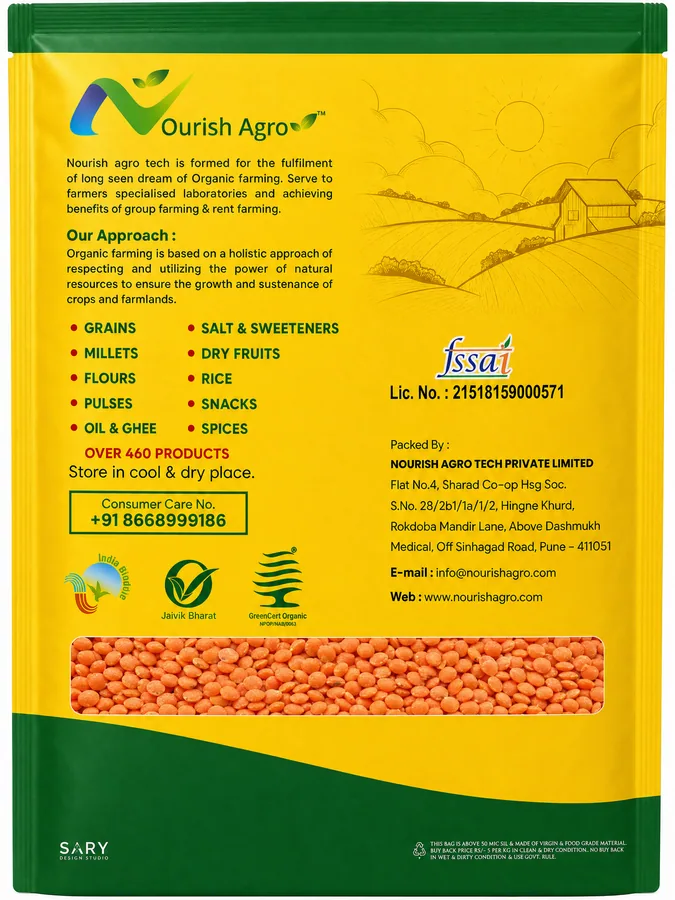 Masoor Dal (Red) - back of pack