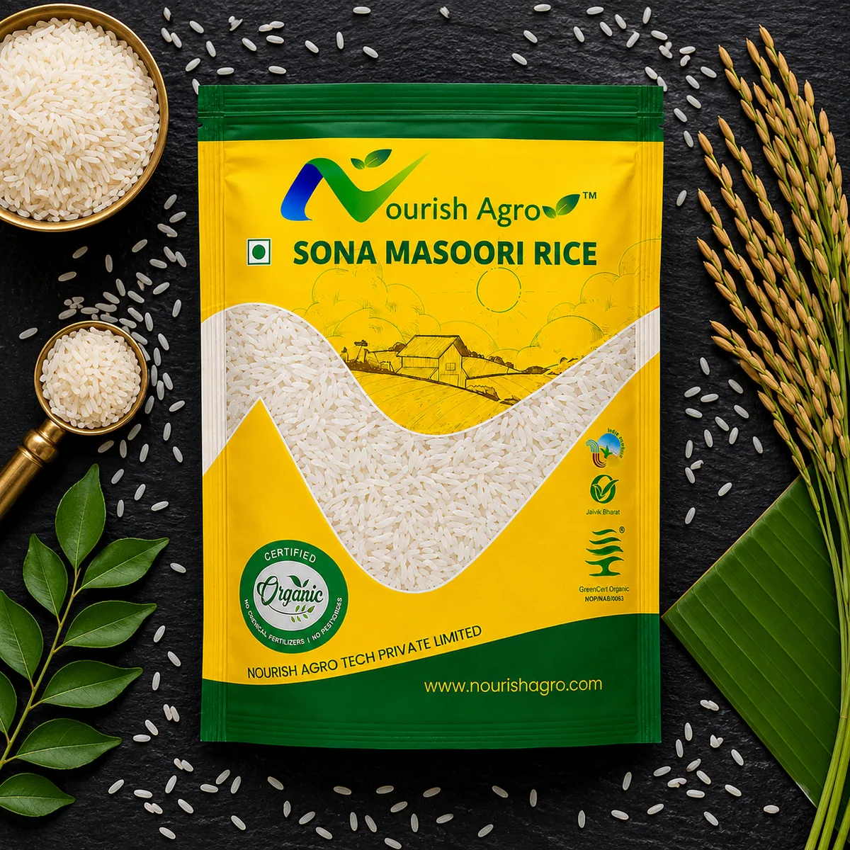Sona Masoori Rice - organic rice from Nourish Agro
